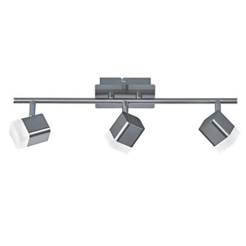 Reality Leuchten LED Deckenleuchte Roubaix R82153107, Metall, Nickel matt, Acryl weiß, 3 x 4 Watt, Balken 3-flammig Nickel matt