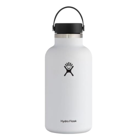 Hydro Flask - Wasserflasche 1893 ml (64 oz) - Vakuumisolierte Edelstahl-Wasserflasche mit auslaufsicherem Flex-Verschluss und Pulverbeschichtung - Weite Öffnung - White