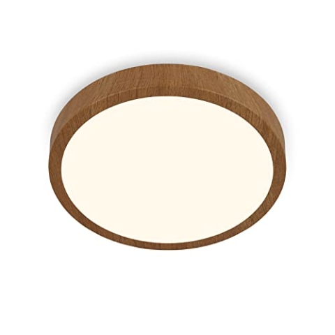 BRILONER Leuchten - Deckenlampe LED, Deckenleuchte Holz, warmweißes Licht, Aufbaulampe, Aufbauleuchte, Holzoptik, Ø380x50 mm, 3725-014, Holzfarben