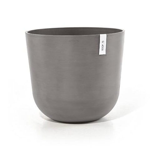 Ecopots Blumentopf Oslo Braun Grau - Durchmesser Ø 35 cm rund groß - Pflanzentopf aus Recycling Kunststoff - Übertopf modern für Indoor und Outdoor