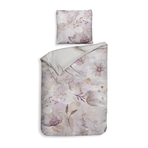 Heckett & Lane Mako-Satin Bettwäsche 135x200 Kos Natural Gräser Aquarell