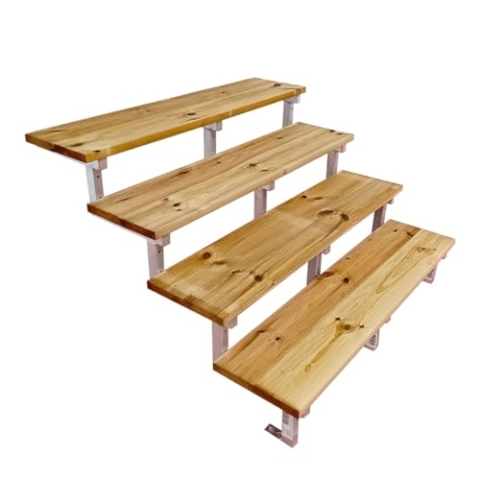Holztreppe mit Stahl Treppenwangen im Set, 2 bis 5 Stufen, Gartentreppe, druckimprägniertes KDI Holz (4 Stufen, 120 cm)