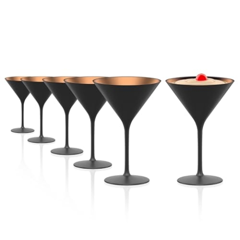 Stölzle Lausitz Elements Cocktailgläser Schwarz/Bronze 6er-Set 240 ml – Stilvolle Cocktail Gläser ideal für Martini & Manhattan – Martinigläser aus bleifreiem Kristallglas – Spülmaschinen- & stoßfest