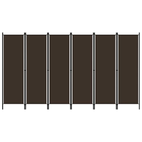 vidaXL Raumteiler Klappbar Freistehend Trennwand Paravent Umkleide Sichtschutz Spanische Wand Raumtrenner 6-TLG. Braun 300x180cm Eisen Stoff