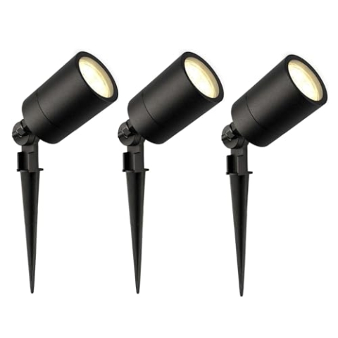 Ledvion - 3X LED Gartenstrahler, 2700K, Schwarz, 5W, IP65, inkl. Schnellanschluss