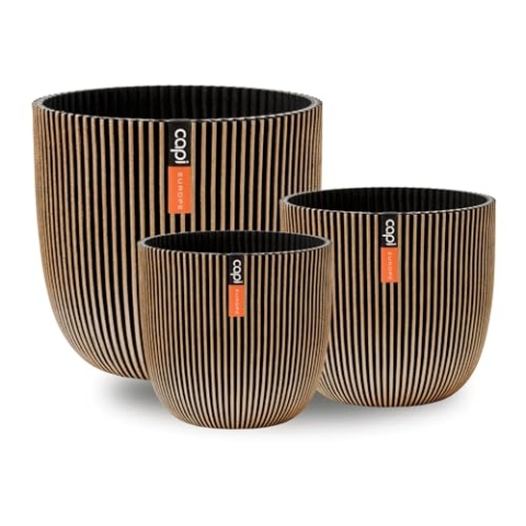 Capi Europe - Geschenkset Blumentopf Kugel Groove 'Made with' Gold - Set M - Blumentöpfe für drinnen und draußen - Hergestellt aus recycelten Materialien