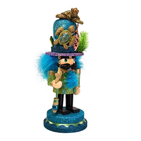 Kurt Adler Hollywood Nussknacker mit Meeresschildkrötenhut, 27,9 cm, Blau
