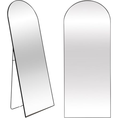 SensaHome Ganzkörperspiegel – Wandspiegel im minimalistischen Design – Standspiegel mit Metallkante – Schwarz – 160 x 60 x 4 cm