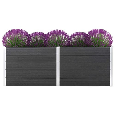 vidaXL Hochbeet Pflanzkübel Gartenbeet Blumenbeet Pflanzkasten Kräuterbeet Blumenkasten Pflanzkasten Gemüsebeet Pflanzbeet 250x100x91cm WPC Grau