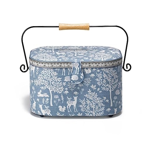 Prym 612656 Nähkorb L oval Woodland, Blau