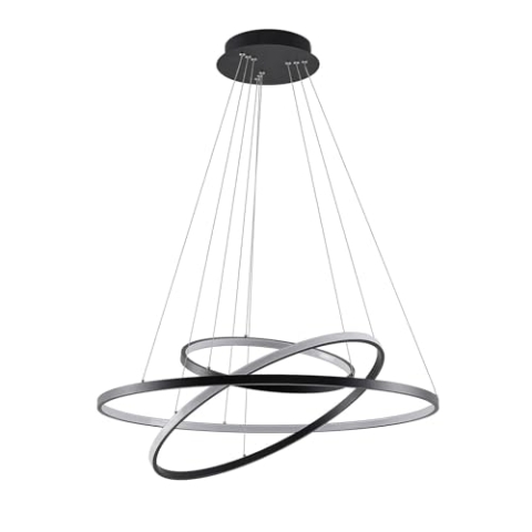Lucande LED Ezana dimmbar (Modern) in Schwarz aus Metall (1 flammig,) Wohnzimmerleuchte