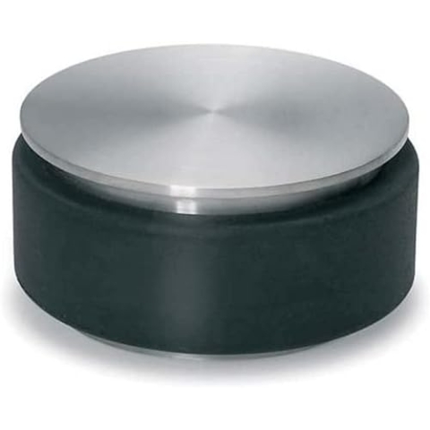 blomus -STOP- Türstopper aus Edelstahl, 1 KG schwere Ausführung, gummiert für jeden Untergrund, Türpuffer, hochwertige Verarbeitung (H / B / T: 4,5 x 9 x 9 cm, Edelstahl, 68307), Silber