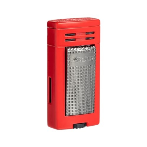 XIKAR® Ion Double Jet Flame Zigarrenfeuerzeug mit strukturiertem Auslöseknopf und Sicherheitsmechanismus (Rot)