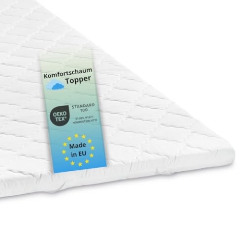 Bodyprotect Topper 140 x 200 x 6 cm, Komfortschaum Matratzentopper, Matratzenauflage, waschbar bis 60 Grad, weiß