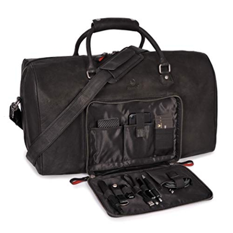 DONBOLSO® Weekender Neapel - Hochwertige Reisetasche Herren groß - Leder Reisetasche Schwarz - Handgepäck Ledertasche Größe XXL mit 51 Litern - Klassischer Donbolso Vintage Schwarz