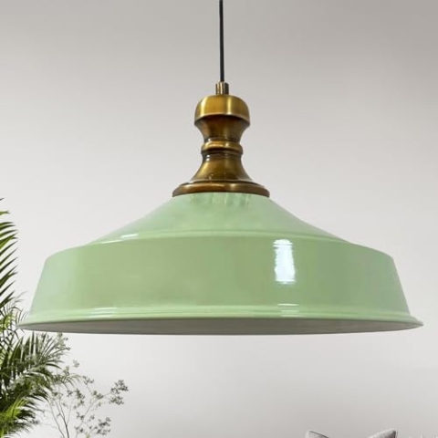 bamyum Asletl-Knob Hängelampe Industrial Vintage Ø41 cm, Küchenlampe Hängend Vintage, Pendelleuchte Esstisch Vintage, Hängelampe Esstisch, Wohnzimmerlampe, Pendelleuchte Minzgrün Metall, Küchenlampe