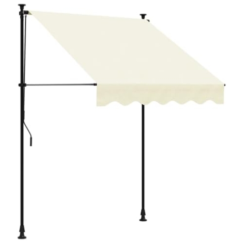 vidaXL Markise, Klemmmarkise Einziehbar, Sonnenmarkise für Balkon Garten Terrasse, Balkonmarkise Einstellbare Höhe, Creme 150x150cm Stoff Stahl