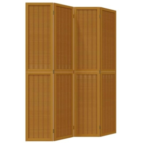 vidaXL Raumteiler 4-TLG., Paravent Faltbar, Trennwand für Innenbereich, Spanische Wand Sichtschutz Umkleide, Braun Massivholz Paulownia