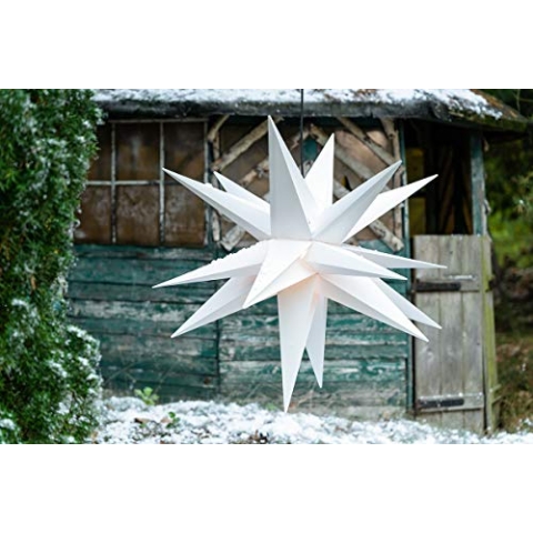 Novaliv Weihnachtsstern Dekostern 100cm Weiss für INNEN + AUSSEN Weihnachtsbeleuchtung für Glühbirne E14 Gewinde mit Schuko Stecker Weihnachtsdeko Stern beleuchtet Xmas Lights Weihnachtslicht 3D