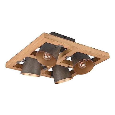 Trio Leuchten Deckenleuchten Bell 601900467, Metall Nickel antik, exkl. 4x E14, Braun