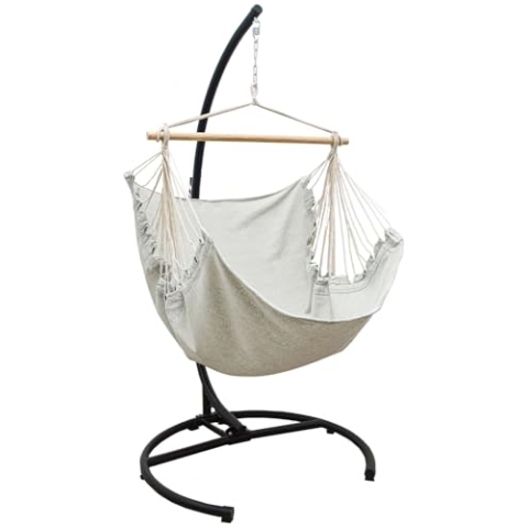 AMANKA Hängesessel mit Gestell Outdoor - 210cm Ständer mit XL Relaxsessel - Gartenschaukel für Erwachsene - Gartensessel Balkonmöbel Schaukelstuhl Swing Chair Garten-Hängesessel Balkon Schaukelsessel