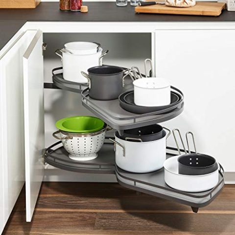 Lemans II anthrazit rechts ausschwenkend für Eckschrank mit 45 cm Türbreite und Lichter Schrankhöhe von 650-800 mm Eckschrankbeschlag Eckschrankauszug von SO-TECH®