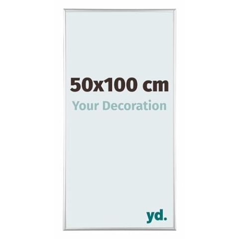 yd. Your Decoration - Bilderrahmen 50x100 cm - Silber Hochglanz - Bilderrahmen aus Aluminium mit Acrylglas - Antireflex - 50x100 Rahmen - Kent