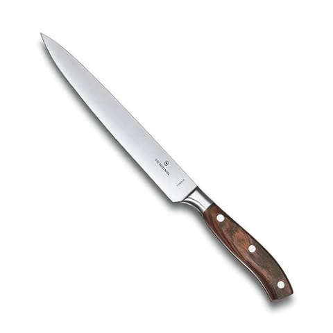 Victorinox Grand Maître, Profi Tranchiermesser, Extra Scharfe Klinge, gerader Schliff, 20 cm, Edler Holzgriff, Rostfreier Stahl, braun