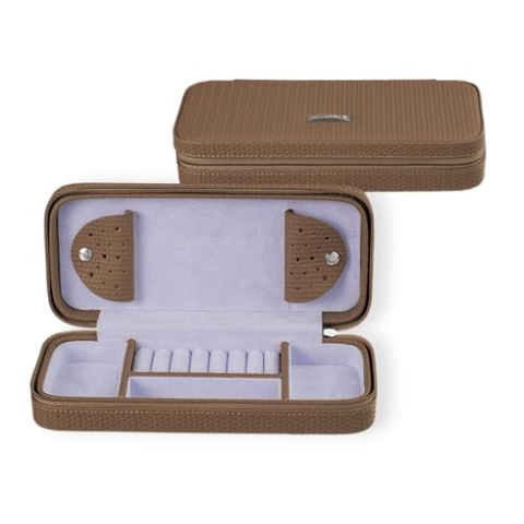 Windrose Reißverschluss Charmbox Corbello/mocca - Hochwertige Handarbeit - Breite 23 cm - Korbflechtoptik