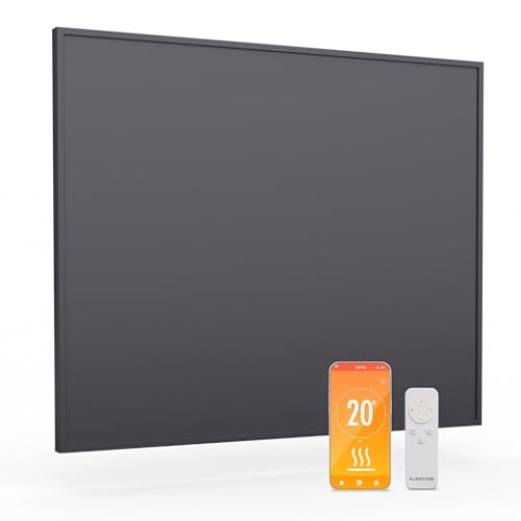 Klarstein Infrarotheizung 360W – Wandmontage, Smart WiFi Steuerung, Thermostat, IP24 Wasserdicht, IR ComfortHeat, 95% Energieeffizienz, Überhitzungsschutz, für Räume bis zu 7 m², Dunkelgrau