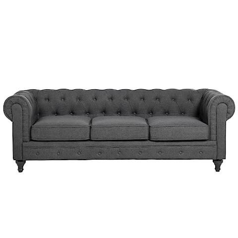 Beliani Klassisches Sofa im englischen Stil Polsterbezug grau Chesterfield