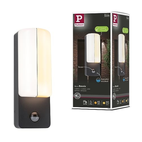 Paulmann 94853 LED Außenwandleuchte Bonnie Bewegungsmelder insektenfreundlich und seewasserresistent IP44 93x77mm 2200-3000K 8,5W 560lm 230V Anthrazit