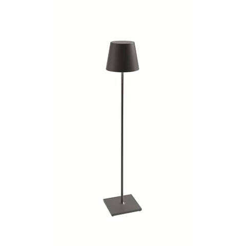 Zafferano, Poldina XXL Lampe, Kabellose, Wiederaufladbare Stehlampe mit Touch Control, Geeignet für Wohnzimmer und Außenbereich, Dimmer, 2700-3000 K, Verstellbare Höhe 69-150 cm, Farbe Dunkelgrau