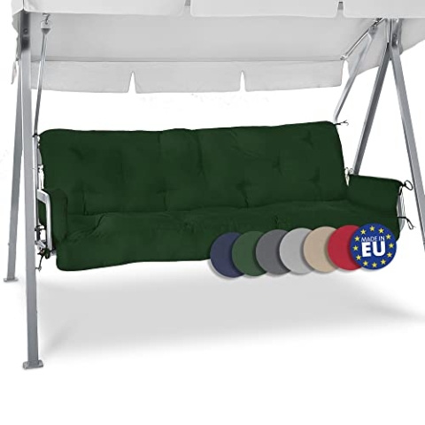 Beautissu Sitzkissen für Hollywoodschaukel 180x50x8cm Flair HS - Garten Auflage mit Zwei Kissen - Polster für Gartenbank Schaumflockenfüllung Polsterauflage Dunkelgrün