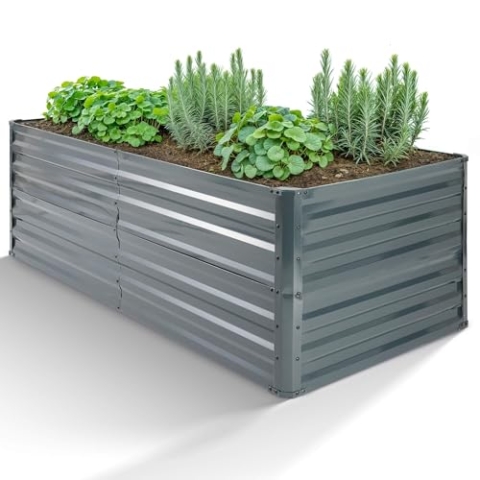 Arebos Hochbeet Metall 120x90x59 cm | Gartenbeet aus verzinktem Stahl | Pflanzbeet wetterfest & rostfrei | Rechteckiges Gemüsebeet für Garten & Terrasse | Hochbeet Bausatz ohne Boden
