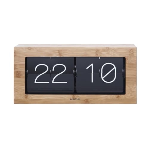 Karlsson KA5642WD Tisch Wanduhr XL Flip Clock Holz 17,5 x 37 x 9 cm Bambusholz