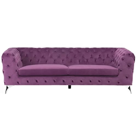 Beliani Klassisches Polstersofa Samtstoff Chesterfield Style violett Purpur Sotra