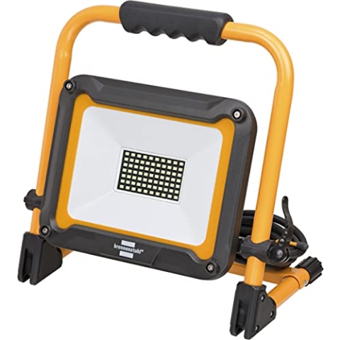 Brennenstuhl LED Baustrahler JARO 5050 M (50W, 4400lm, 6500K, IP65, LED Arbeitsstrahler mit 5m Kabel, Schnellspannverschluss)