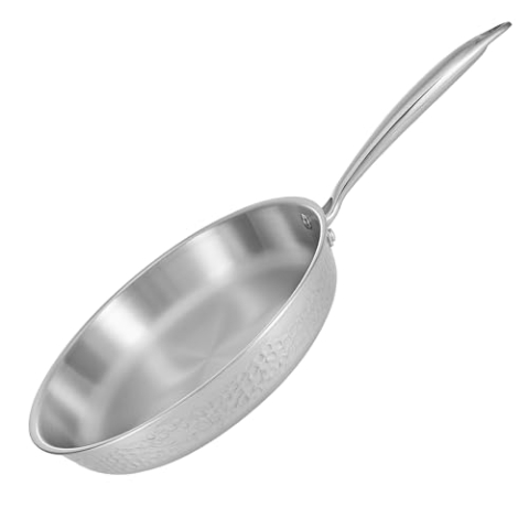 RESTO Universalpfanne 24 cm, Bratpfanne aus Edelstahl - Pfanne mit dreilagiger Basis, Energieeinsparung 25% - für alle Herdarten geeignet, auch Induktion, ofenfest