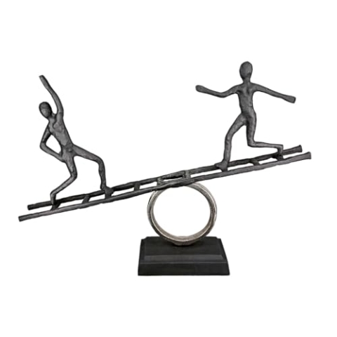 Casablanca Deko große Figur Skulptur Balance - Dekofigur aus Aluminium Farbe: Anthrazit Silber - Dekoration Geschenk Geburtstag Höhe 35 cm