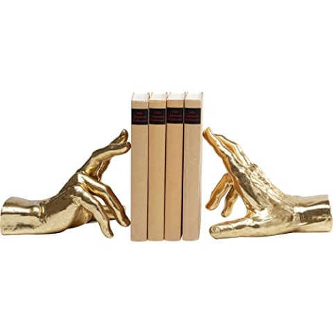 Kare Design Buchstütze Holding Fingers (2/Set), zweiteilige Buchstütze, zwei Hände, Gold, Artikelhöhe 21cm