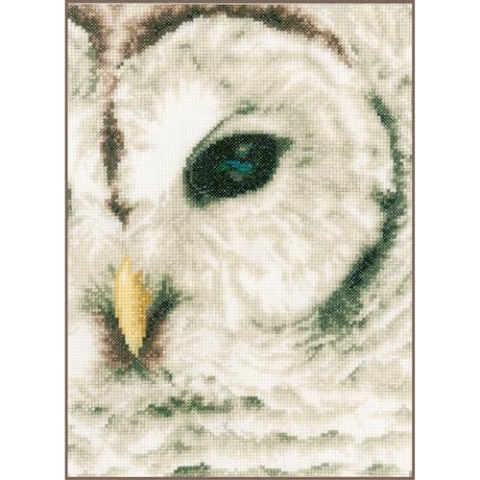 Lanarte Kreuzstich Stickpackungen Gezählter Kreuzstichbilder Set EULE Wanddekoration Handarbeit Set für Erwachsene 19 x 26 cm DIY Deko Bastelset Handwerker Kreative Geschenkset