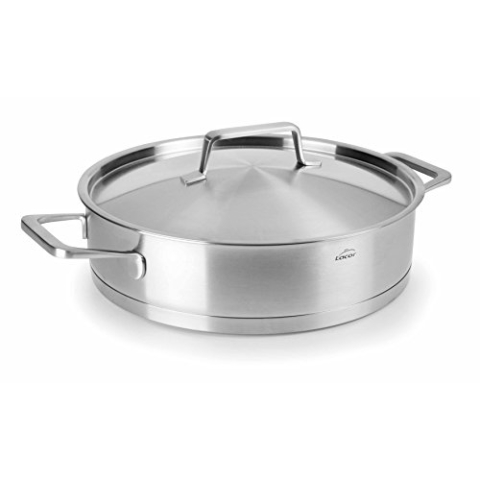 Lacor 45628 Pfanne mit Deckel Foodie 28x6.5cm, Edelstahl, Grey, 34 x 30 x 9 cm