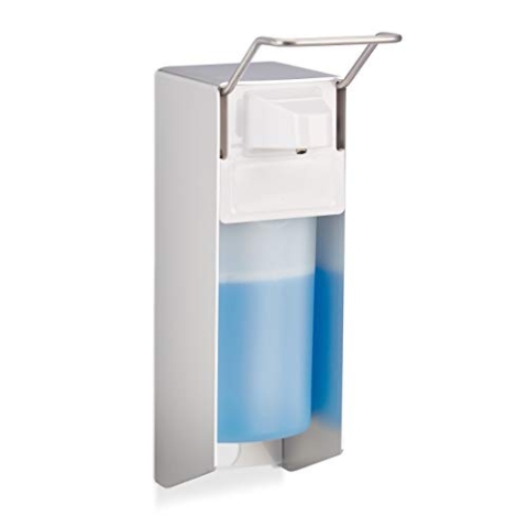 Relaxdays 10 x Eurospender 500 ml, intelligente Handhygiene, Seifenspender, Desinfektionsmittelspender, Bügel-Mechanik, weiß
