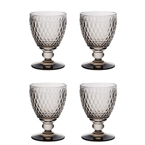 Villeroy & Boch Boston coloured Wasserglas smoke 4 Stück Nr. 1173090135 und 4er Set EKM Living Edelstahl Strohhalme