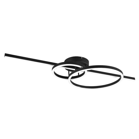 Trio Leuchten LED Deckenleuchte Montilla 643010332, Metall Schwarz matt, Acryl, inkl. 54 Watt LED, Fernbedienung