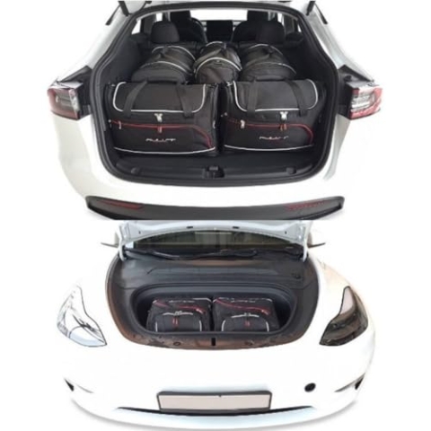 Tesla Model Y Reisetaschen-Set, 9-teilig, Kofferraum-und Frunk Organizer, Premium Qualität, Schwarz