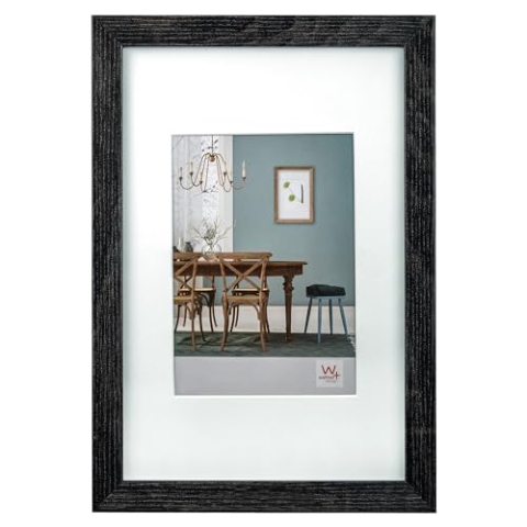 walther design Bilderrahmen dunkelgrau 60 x 80 cm mit Passepartout, Fiorito Holzrahmen EF080D