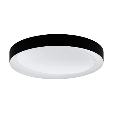 EGLO LED Deckenleuchte Laurito, Deckenlampe mit Fernbedienung, Lichtfarbe einstellbar (warmweiß – kaltweiß) dimmbar, Nachtlicht, LED Wohnzimmerlampe in Schwarz, Weiß