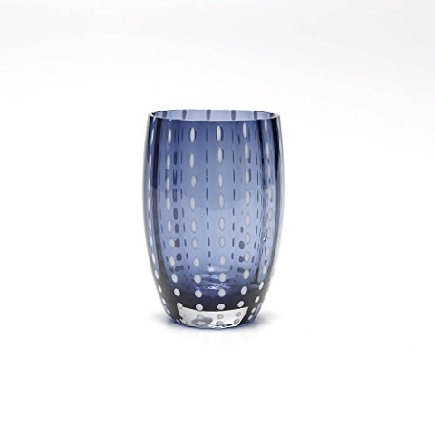 Zafferano Perle Glasbecher - Handgemachtes transparentes Buntglas, cl 32 h 109mm d 71mm - Set 6 Stück - Graublau, PR00115